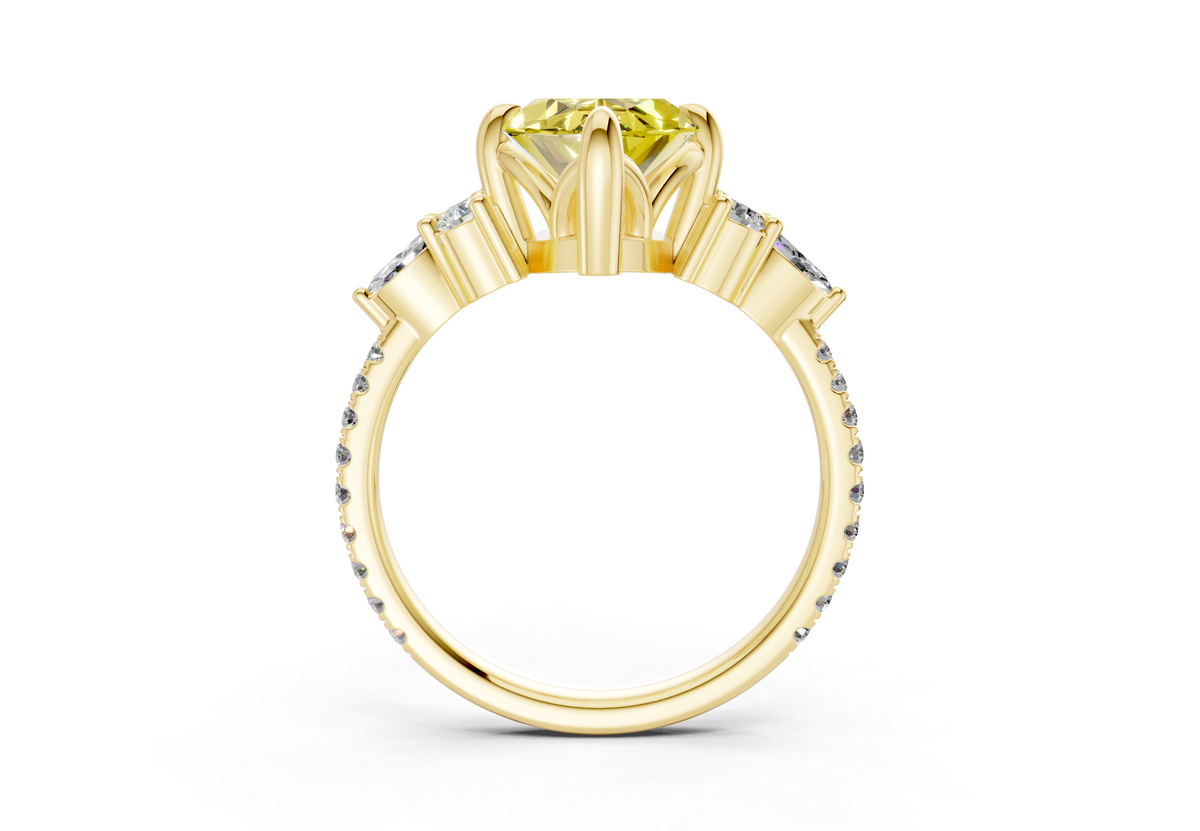 Zephyrine Yellow Diamond Accent Marquise Cut 1.9mm Engagement Ring