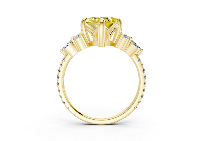 Zephyrine Yellow Diamond Accent Marquise Cut 1.9mm Engagement Ring