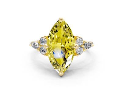 Zephyrine Yellow Diamond Accent Marquise Cut 1.9mm Engagement Ring