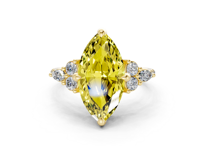 Zephyrine Yellow Diamond Accent Marquise Cut 1.9mm Engagement Ring