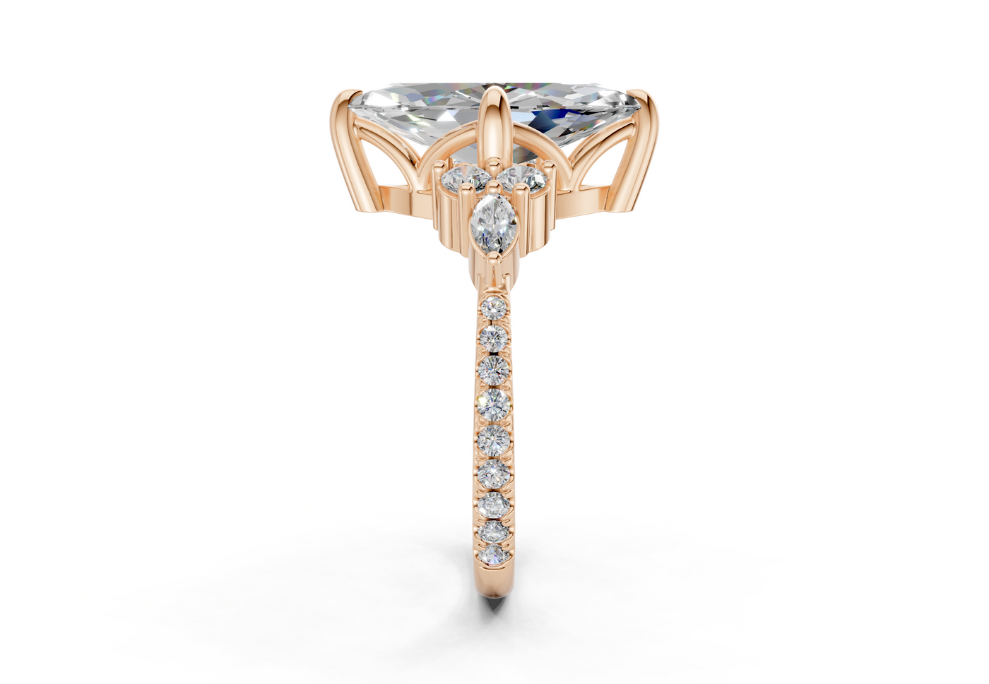 Zephyrine Diamond Accent Marquise Cut 1.9mm Engagement Ring