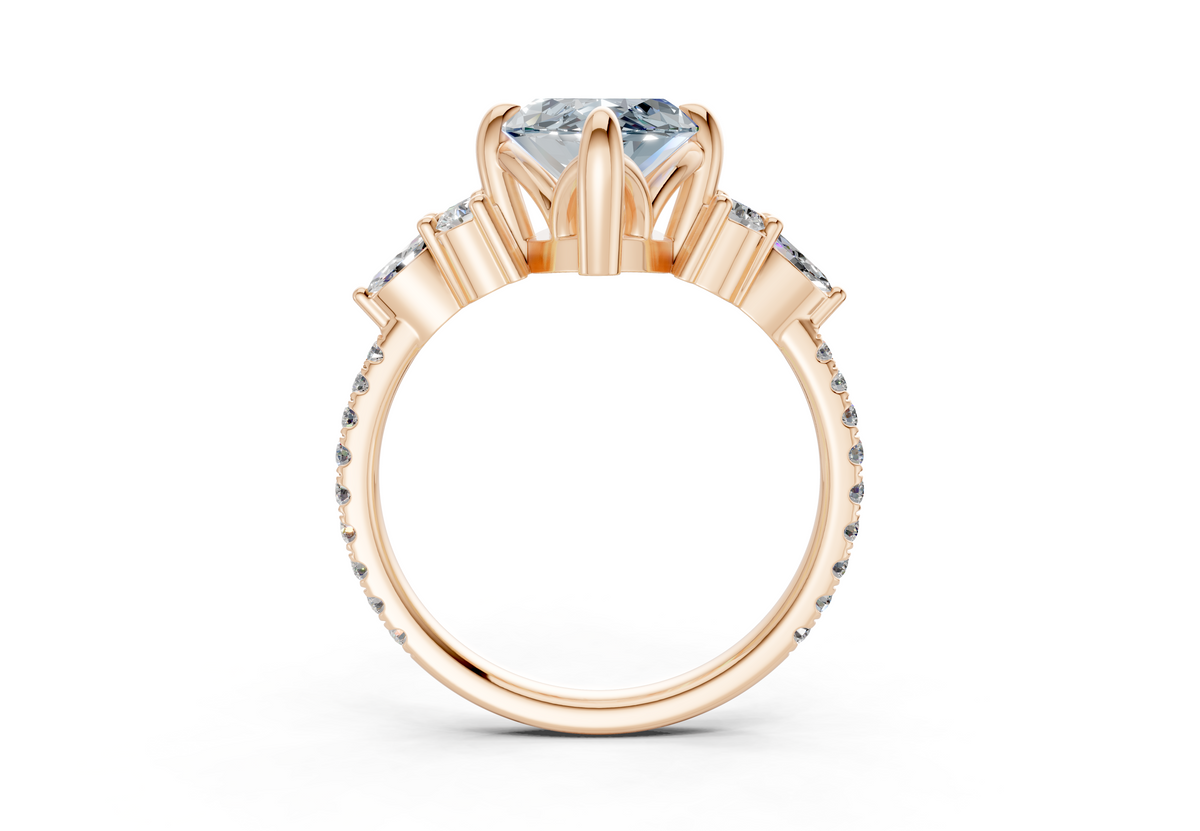 Zephyrine Blue Diamond Accent Marquise Cut 1.9mm Engagement Ring