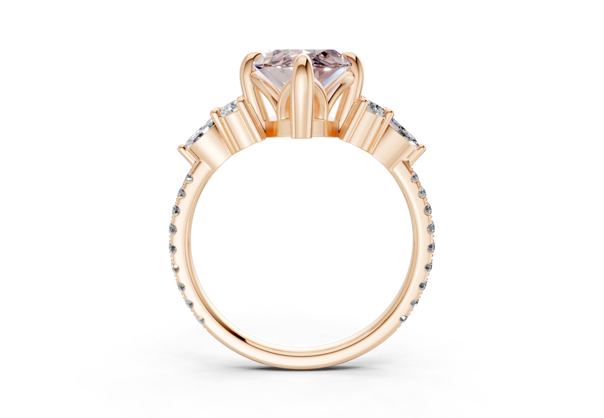 Zephyrine Pink Diamond Accent Marquise Cut 1.9mm Engagement Ring