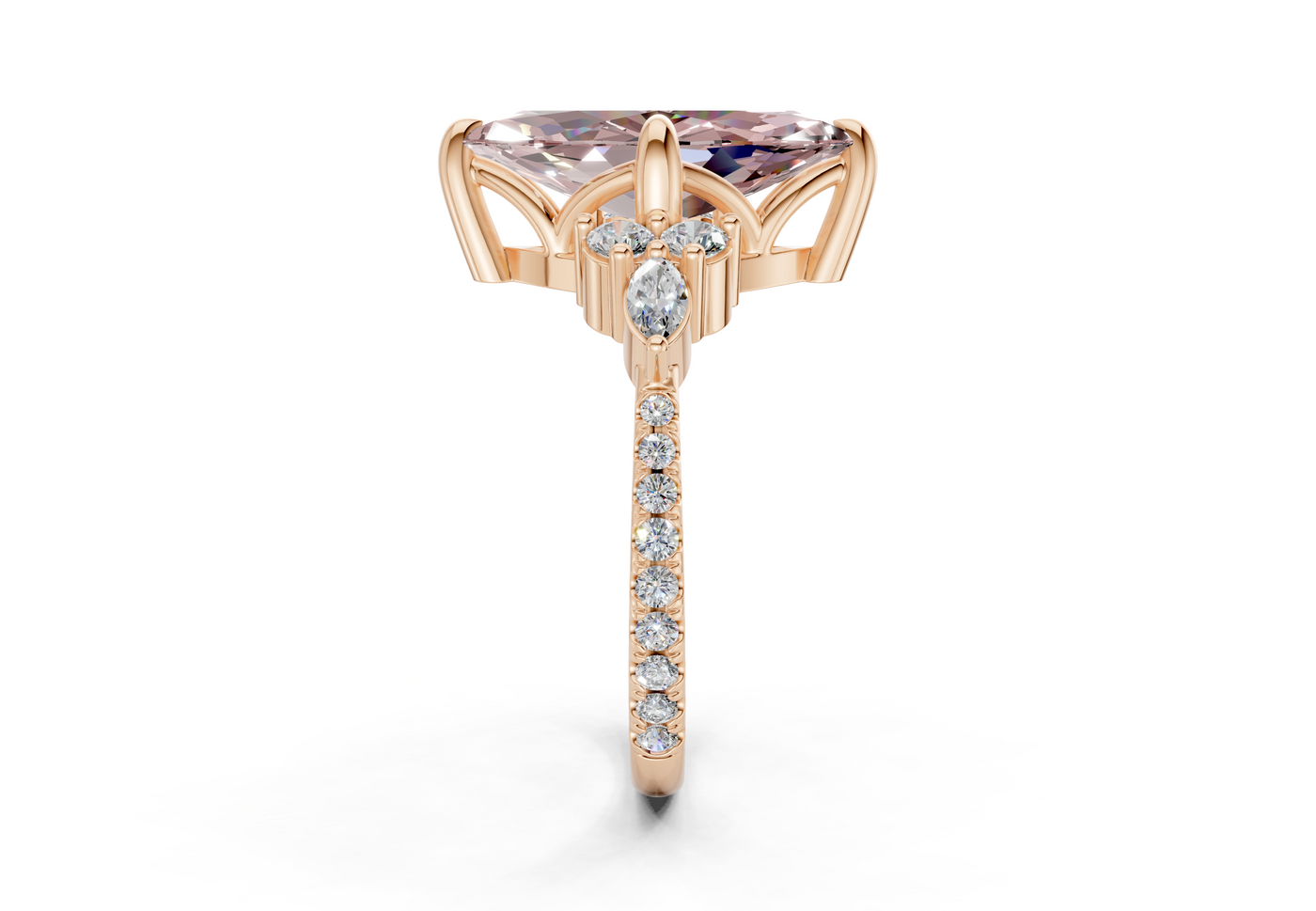Zephyrine Pink Diamond Accent Marquise Cut 1.9mm Engagement Ring