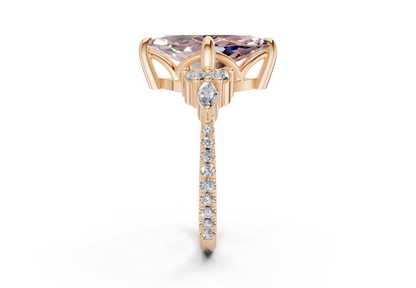 Zephyrine Pink Diamond Accent Marquise Cut 1.9mm Engagement Ring