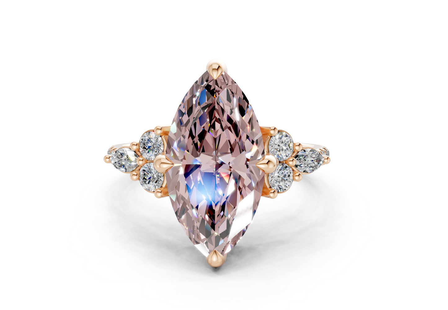Zephyrine Pink Diamond Accent Marquise Cut 1.9mm Engagement Ring