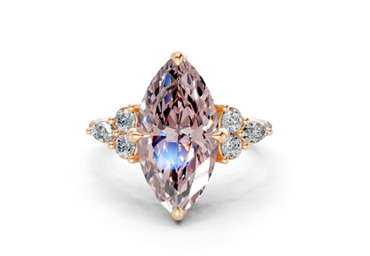 Zephyrine Pink Diamond Accent Marquise Cut 1.9mm Engagement Ring