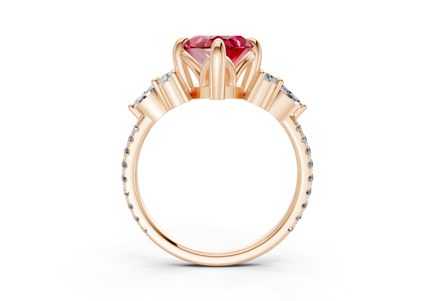 Zephyrine Ruby Gemstone Accent Marquise Cut 1.9mm Engagement Ring