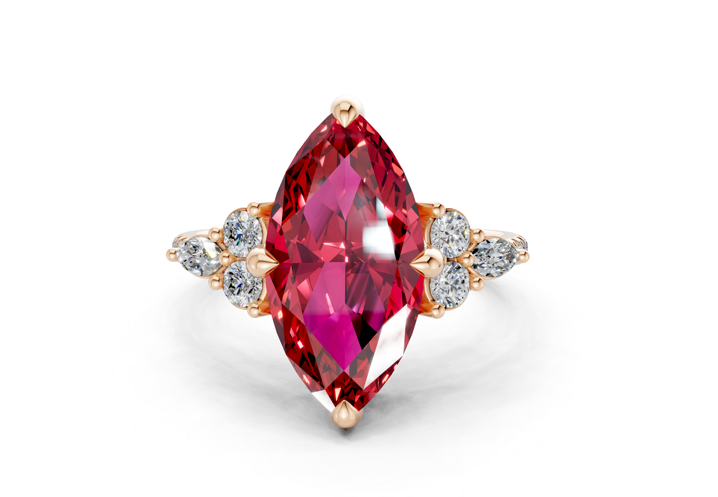 Zephyrine Ruby Gemstone Accent Marquise Cut 1.9mm Engagement Ring