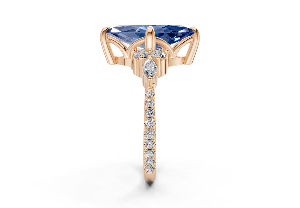 Zephyrine Sapphire Gemstone Accent Marquise Cut 1.9mm Engagement Ring