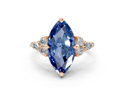 Zephyrine Sapphire Gemstone Accent Marquise Cut 1.9mm Engagement Ring