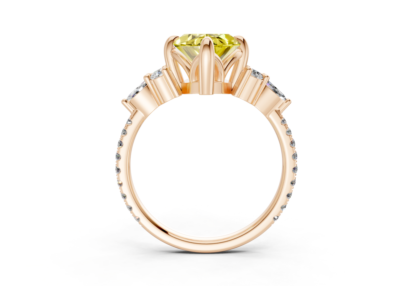 Zephyrine Yellow Diamond Accent Marquise Cut 1.9mm Engagement Ring