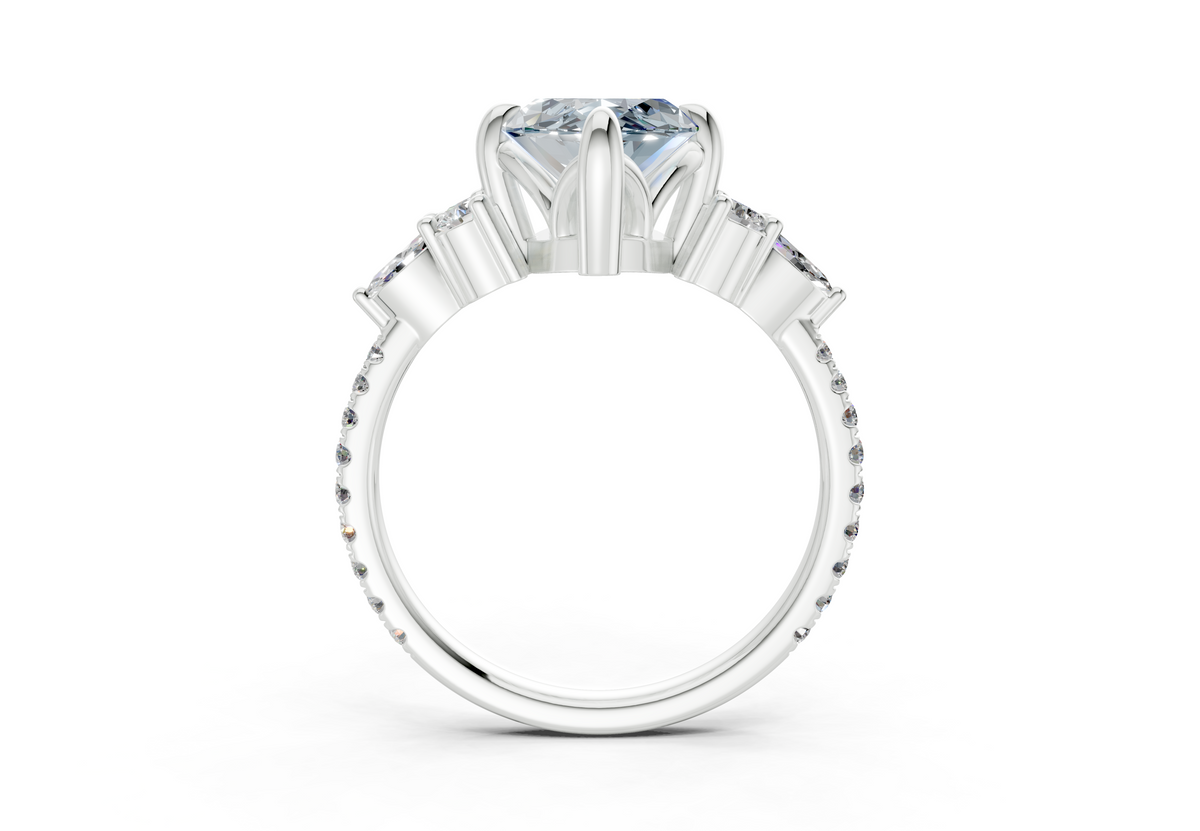 Zephyrine Blue Diamond Accent Marquise Cut 1.9mm Engagement Ring