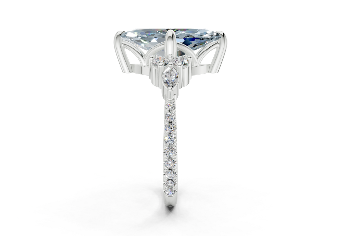 Zephyrine Blue Diamond Accent Marquise Cut 1.9mm Engagement Ring