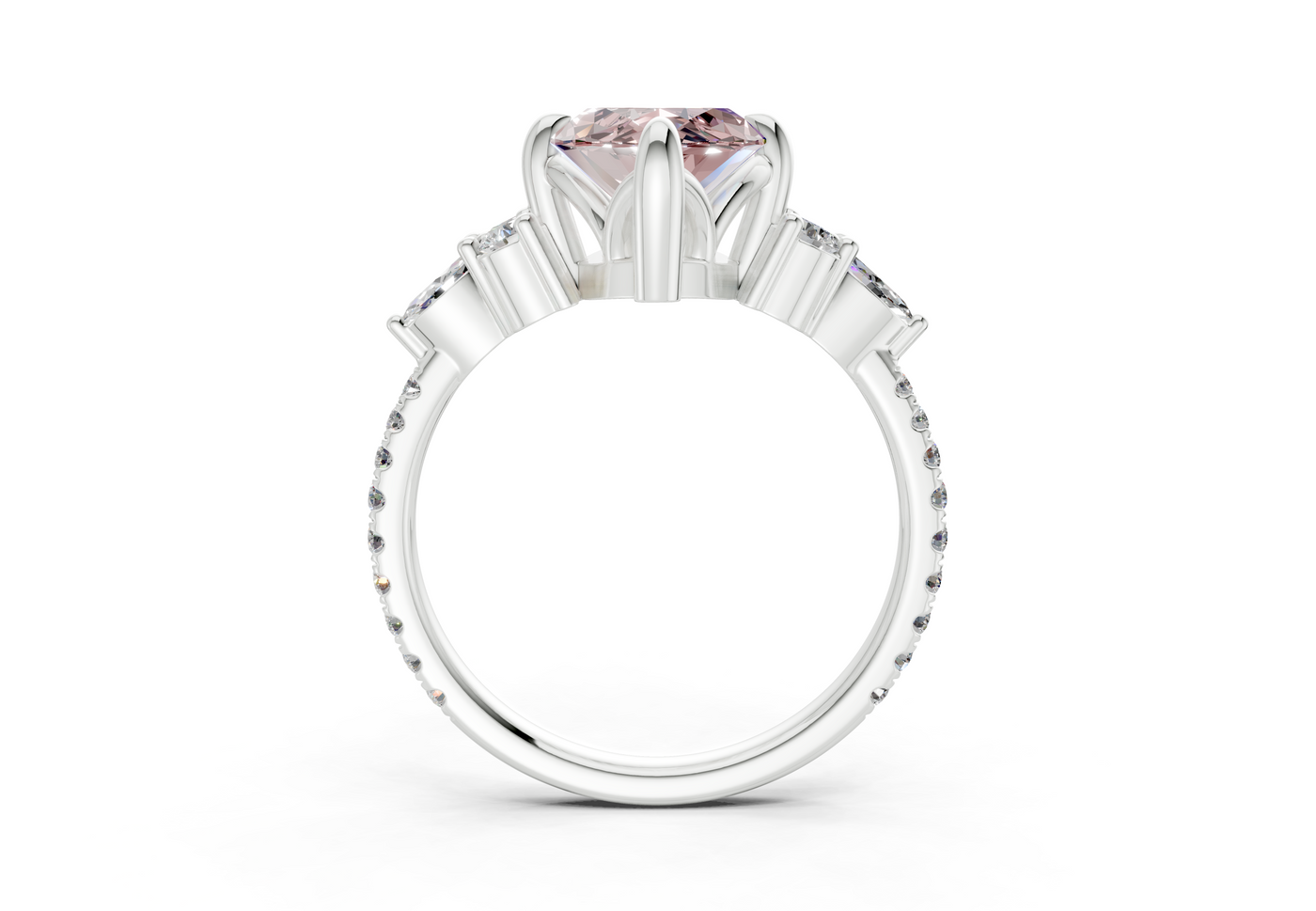 Zephyrine Pink Diamond Accent Marquise Cut 1.9mm Engagement Ring