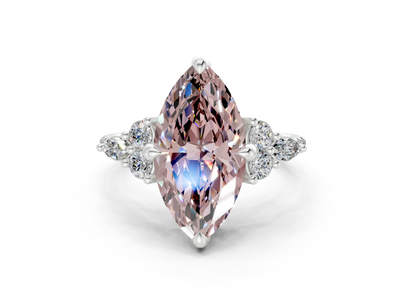 Zephyrine Pink Diamond Accent Marquise Cut 1.9mm Engagement Ring