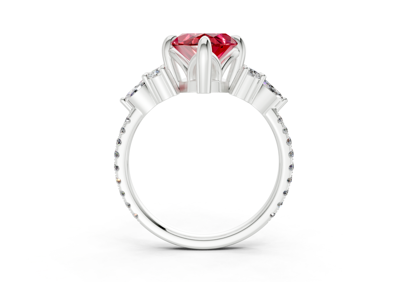 Zephyrine Ruby Gemstone Accent Marquise Cut 1.9mm Engagement Ring