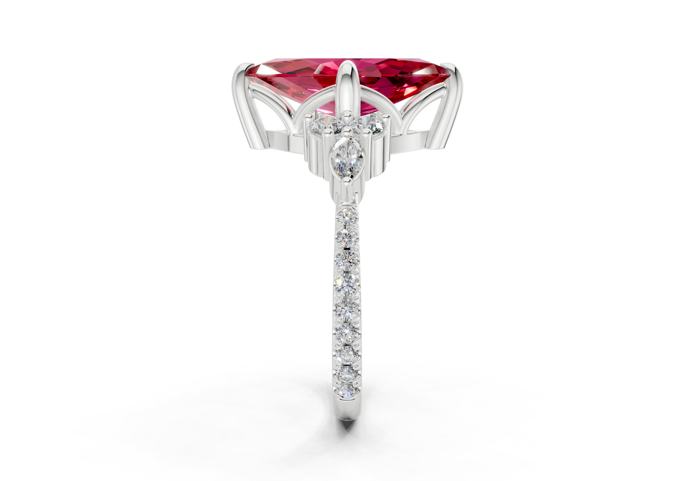 Zephyrine Ruby Gemstone Accent Marquise Cut 1.9mm Engagement Ring