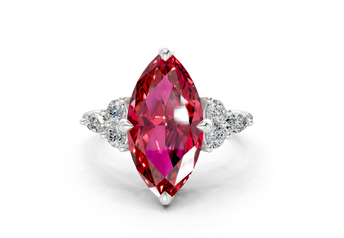 Zephyrine Ruby Gemstone Accent Marquise Cut 1.9mm Engagement Ring