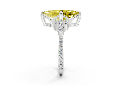 Zephyrine Yellow Diamond Accent Marquise Cut 1.9mm Engagement Ring