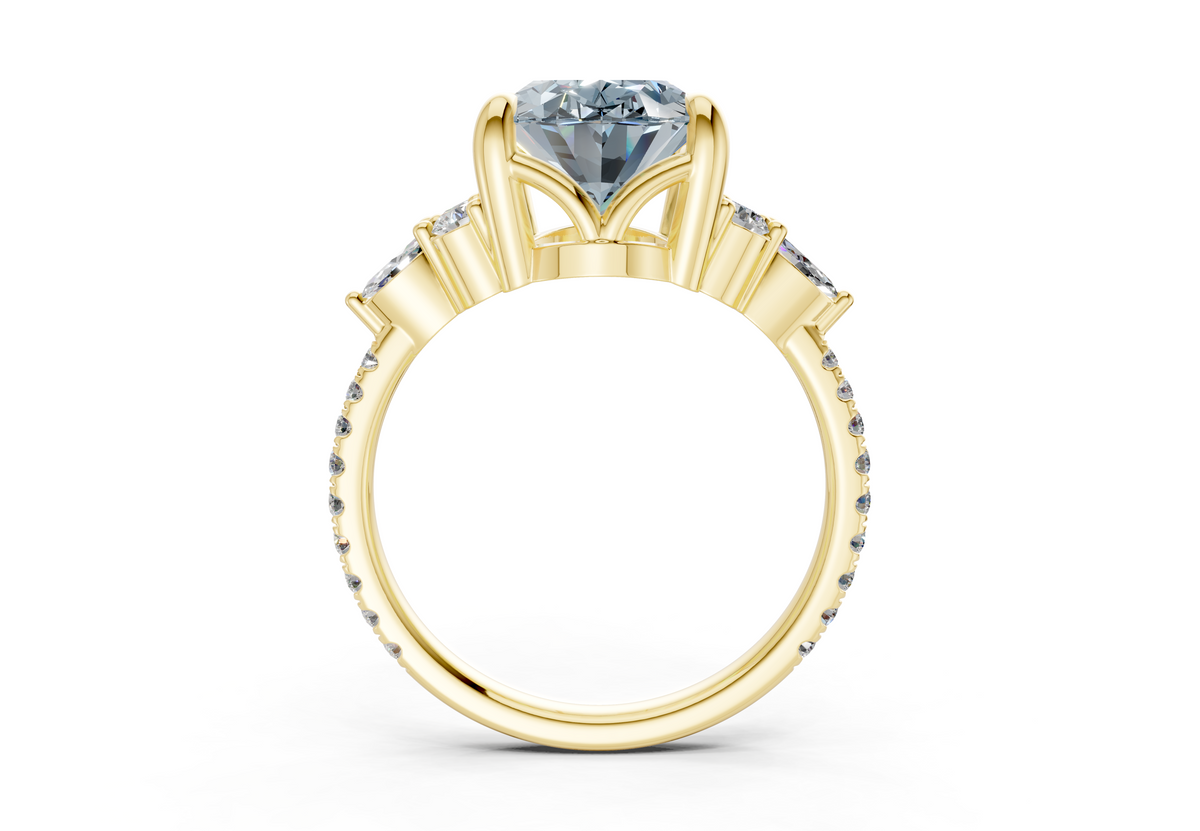 Zephyrine Blue Diamond Accent Oval Cut 1.9mm Engagement Ring