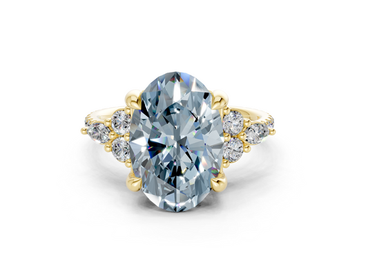 Zephyrine Blue Diamond Accent Oval Cut 1.9mm Engagement Ring