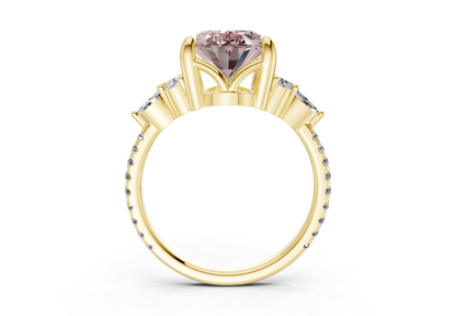 Zephyrine Pink Diamond Accent Oval Cut 1.9mm Engagement Ring