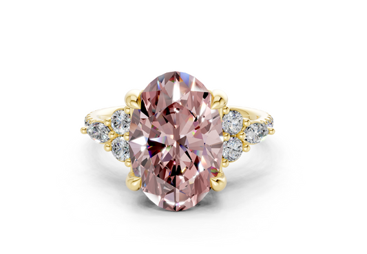 Zephyrine Pink Diamond Accent Oval Cut 1.9mm Engagement Ring