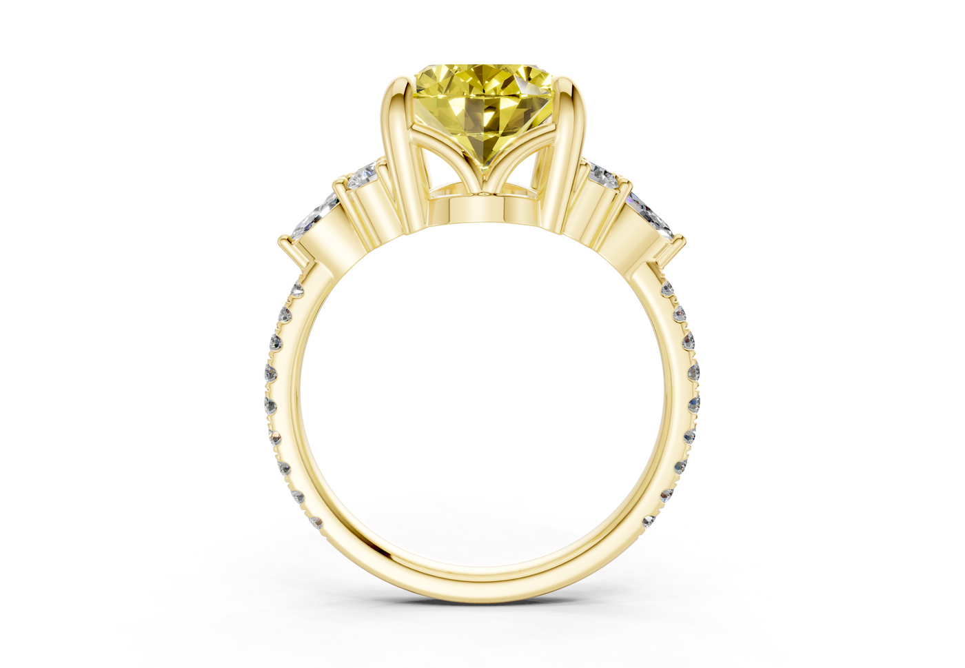 Zephyrine Yellow Diamond Accent Oval Cut 1.9mm Engagement Ring