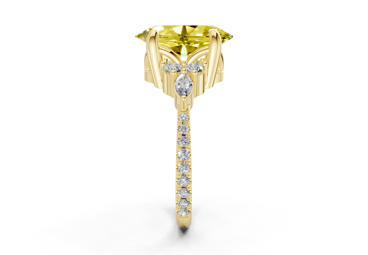 Zephyrine Yellow Diamond Accent Oval Cut 1.9mm Engagement Ring