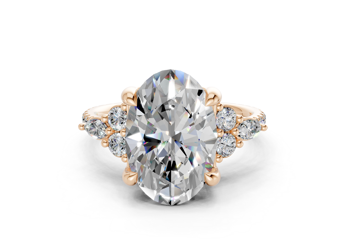 Zephyrine Diamond Accent Oval Cut 1.9mm Engagement Ring
