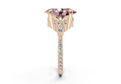 Zephyrine Pink Diamond Accent Oval Cut 1.9mm Engagement Ring