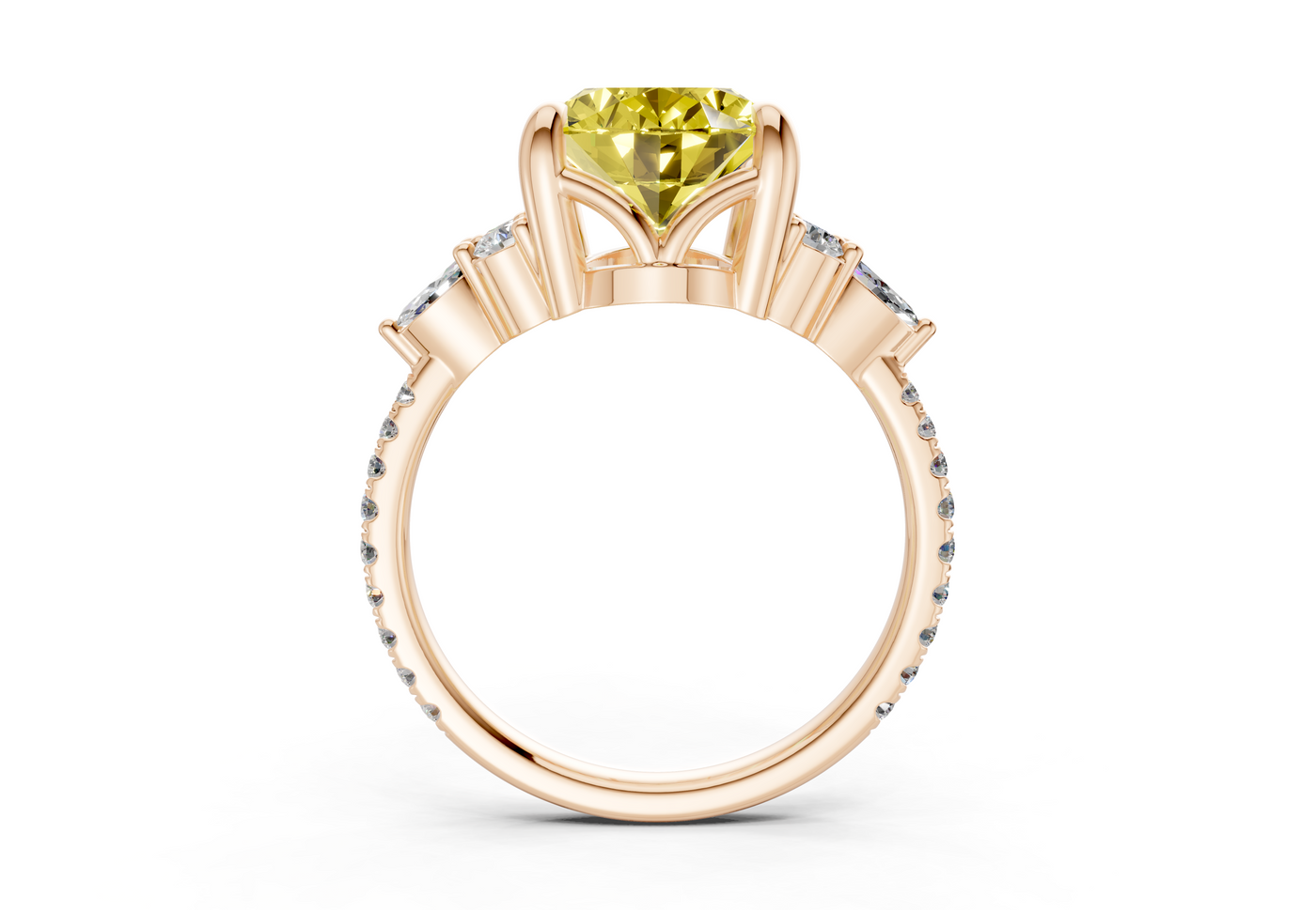 Zephyrine Yellow Diamond Accent Oval Cut 1.9mm Engagement Ring