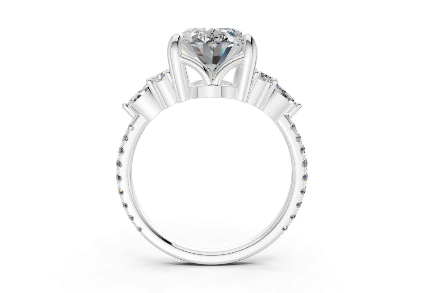 Zephyrine Diamond Accent Oval Cut 1.9mm Engagement Ring