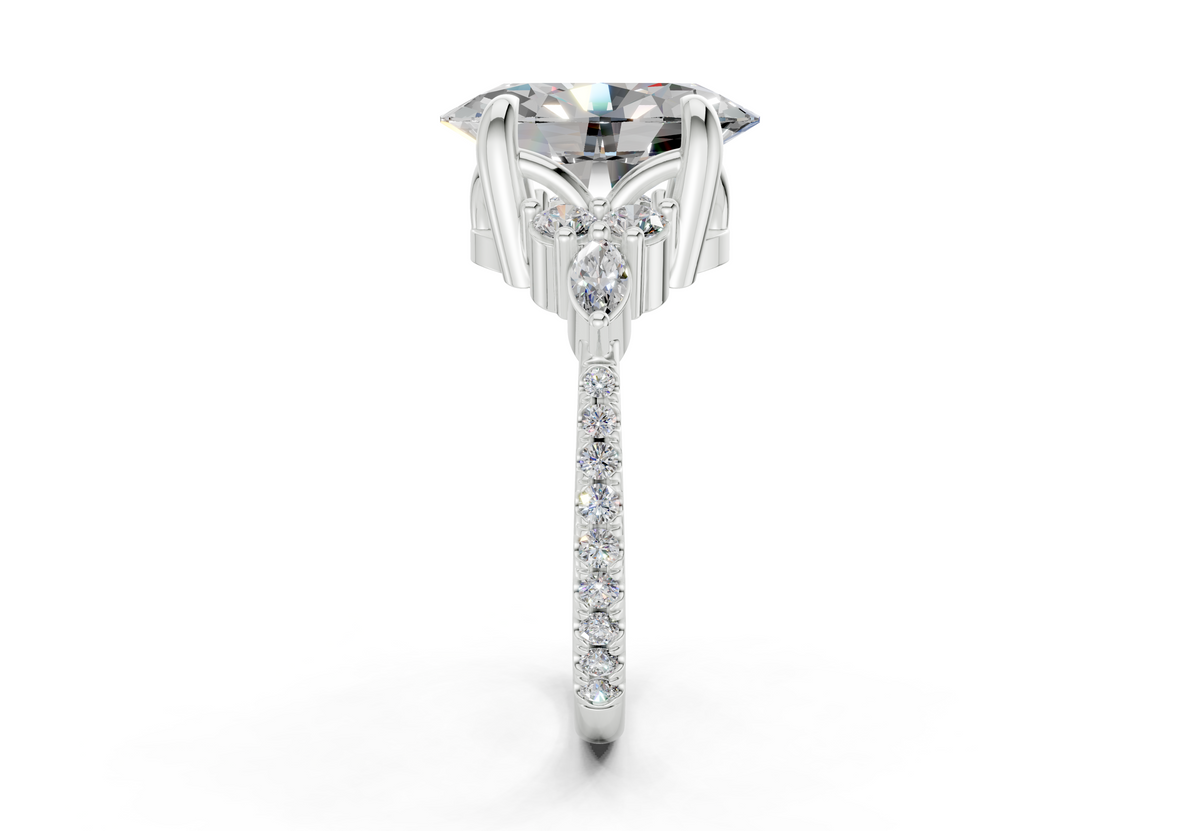 Zephyrine Diamond Accent Oval Cut 1.9mm Engagement Ring
