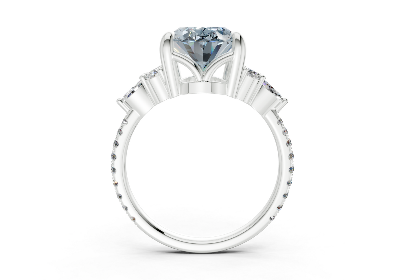 Zephyrine Blue Diamond Accent Oval Cut 1.9mm Engagement Ring