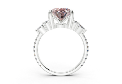 Zephyrine Pink Diamond Accent Oval Cut 1.9mm Engagement Ring