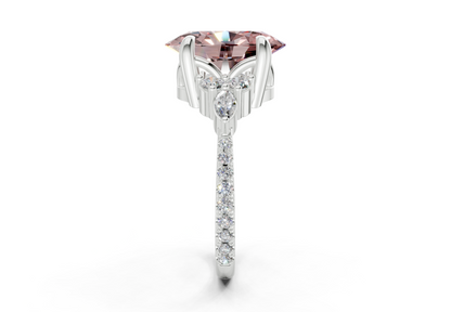 Zephyrine Pink Diamond Accent Oval Cut 1.9mm Engagement Ring