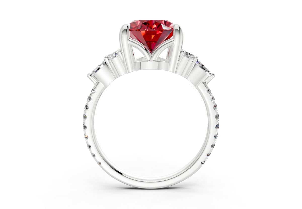 Zephyrine Ruby Gemstone Accent Oval Cut 1.9mm Engagement Ring