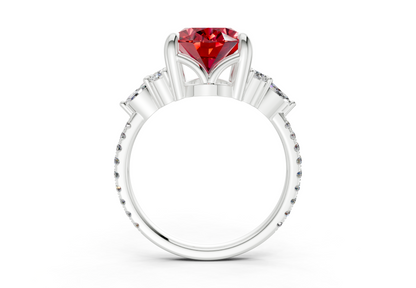 Zephyrine Ruby Gemstone Accent Oval Cut 1.9mm Engagement Ring