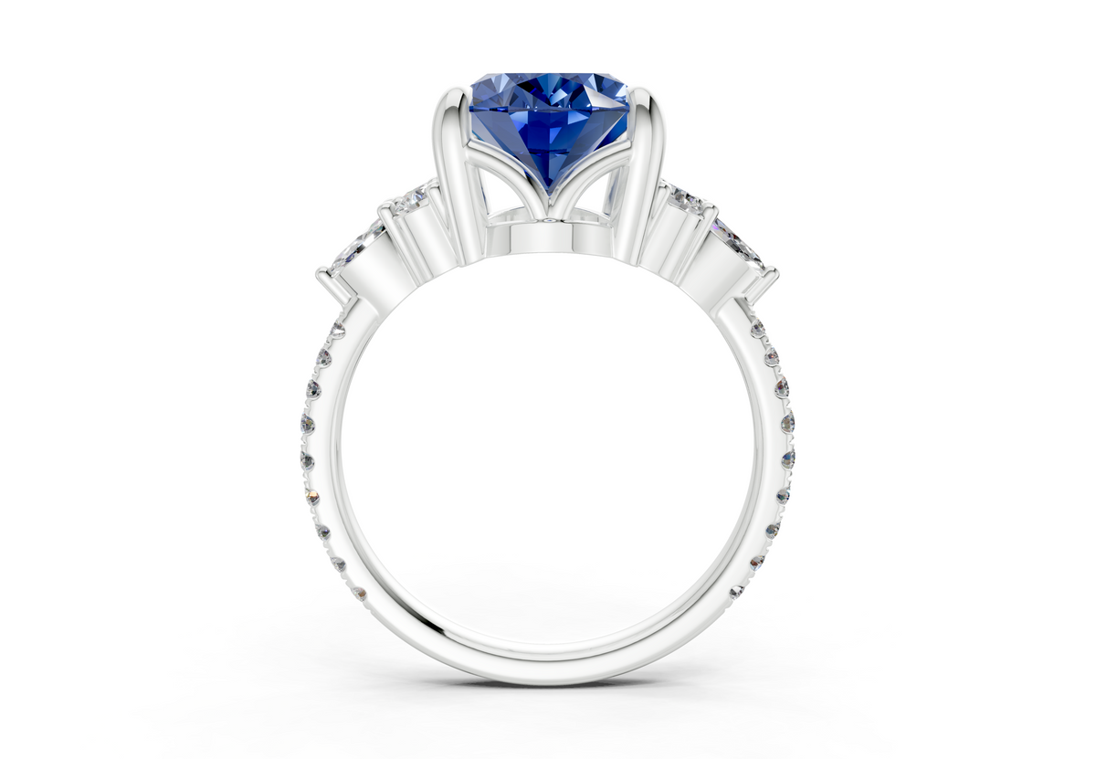 Zephyrine Sapphire Gemstone Accent Oval Cut 1.9mm Engagement Ring