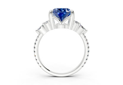 Zephyrine Sapphire Gemstone Accent Oval Cut 1.9mm Engagement Ring