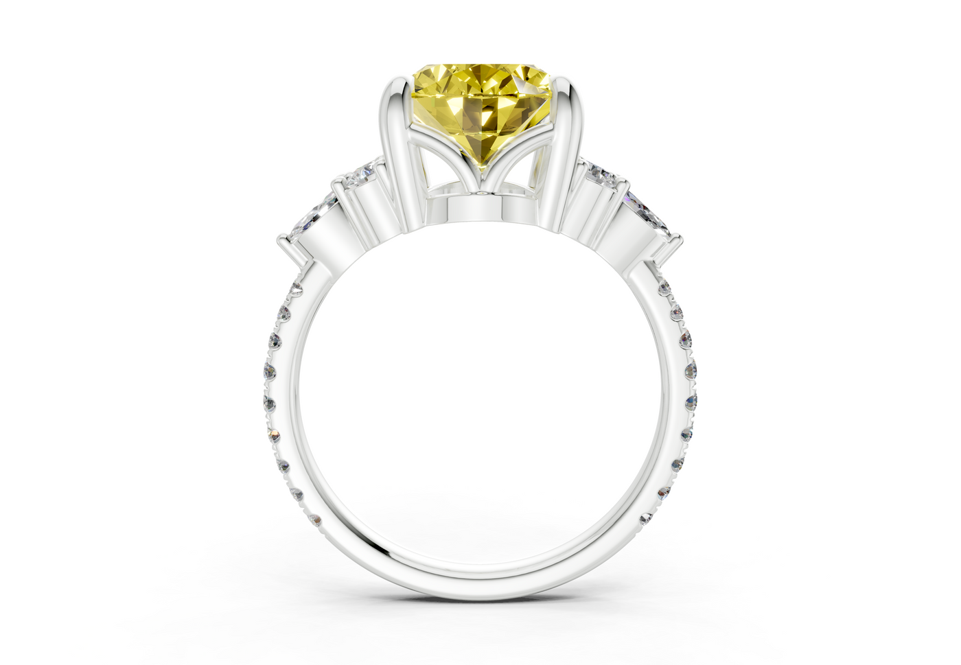 Zephyrine Yellow Diamond Accent Oval Cut 1.9mm Engagement Ring