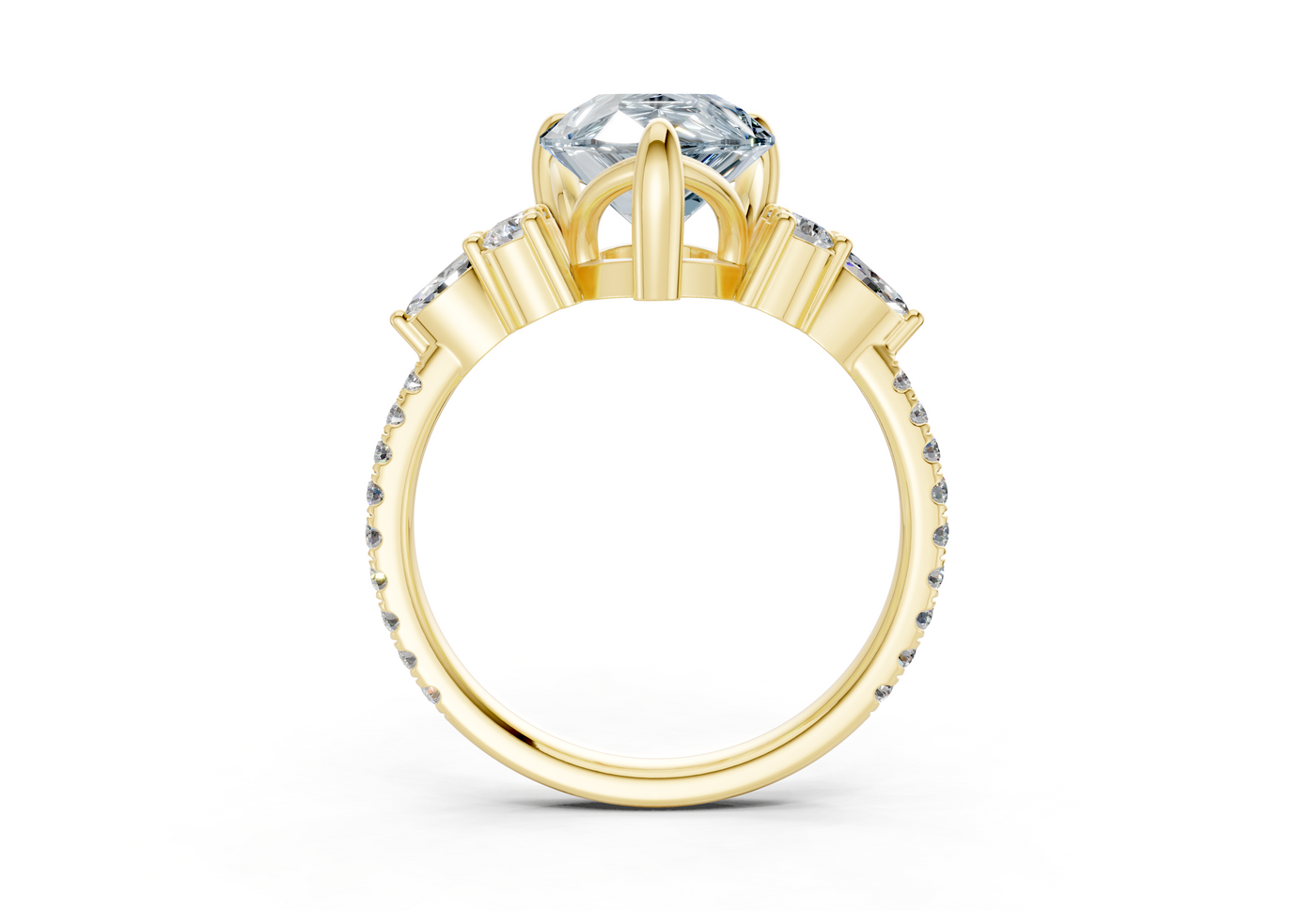 Zephyrine Blue Diamond Accent Pear Cut 1.9mm Engagement Ring