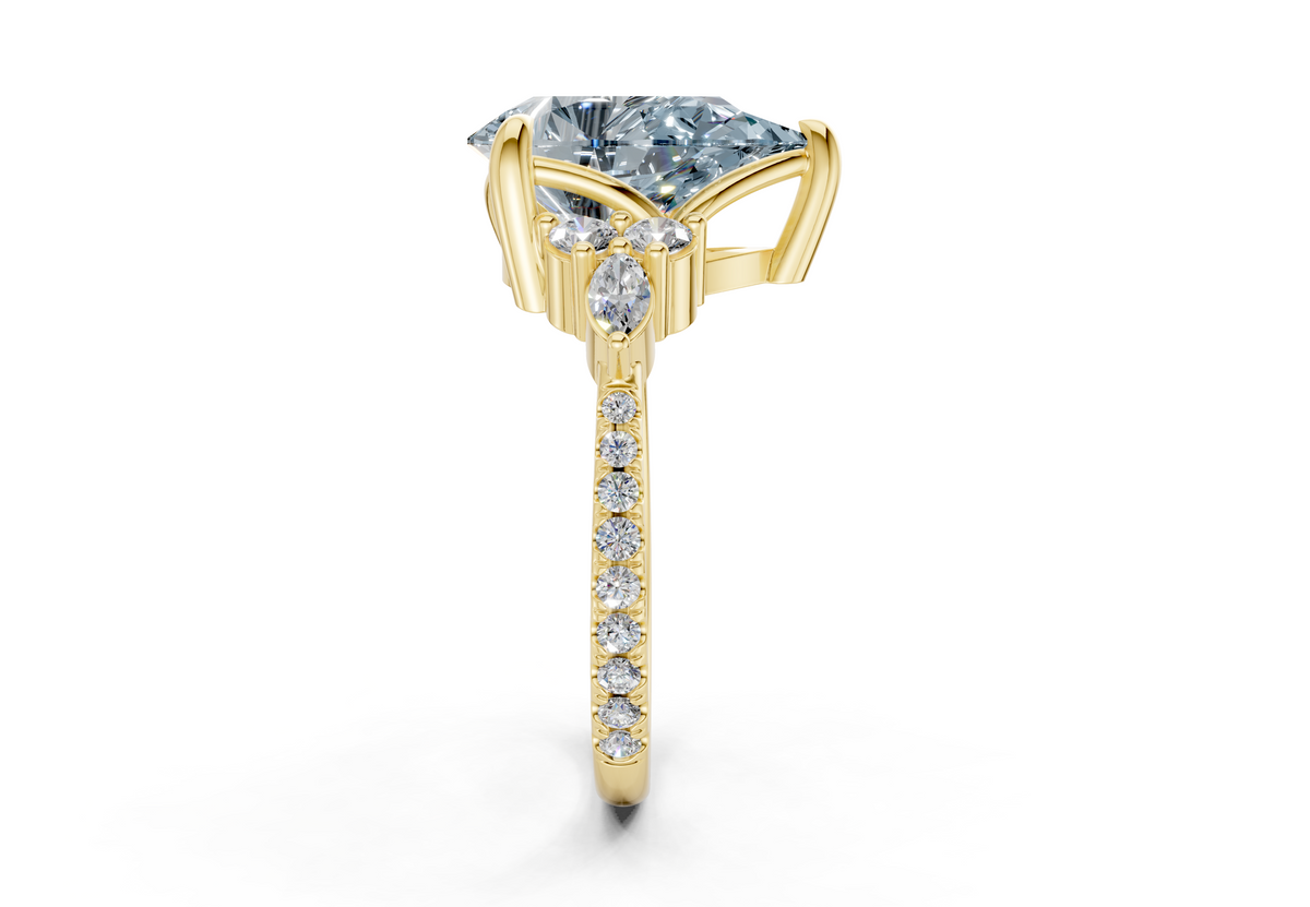 Zephyrine Blue Diamond Accent Pear Cut 1.9mm Engagement Ring
