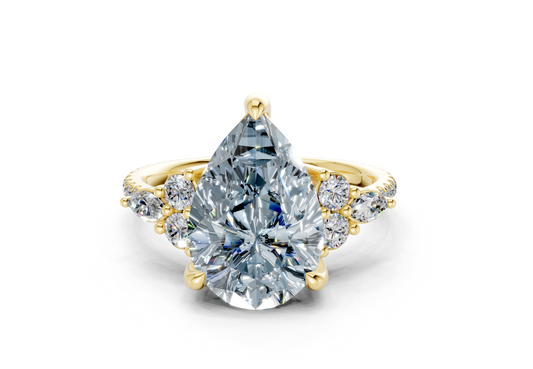 Zephyrine Blue Diamond Accent Pear Cut 1.9mm Engagement Ring