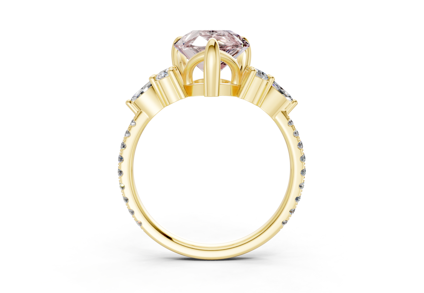 Zephyrine Pink Diamond Accent Pear Cut 1.9mm Engagement Ring