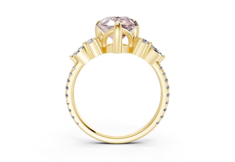 Zephyrine Pink Diamond Accent Pear Cut 1.9mm Engagement Ring