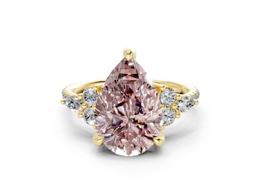 Zephyrine Pink Diamond Accent Pear Cut 1.9mm Engagement Ring