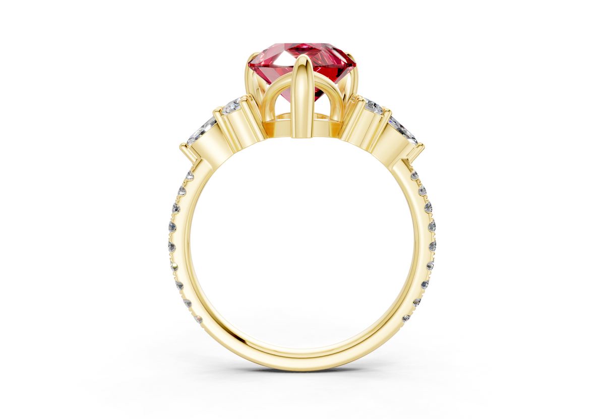 Zephyrine Ruby Gemstone Accent Pear Cut 1.9mm Engagement Ring